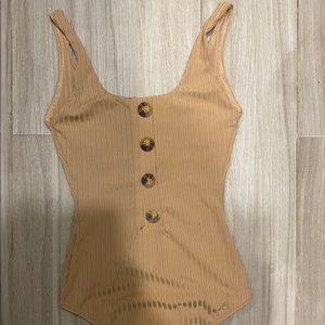 Tan ribbed bodysuit